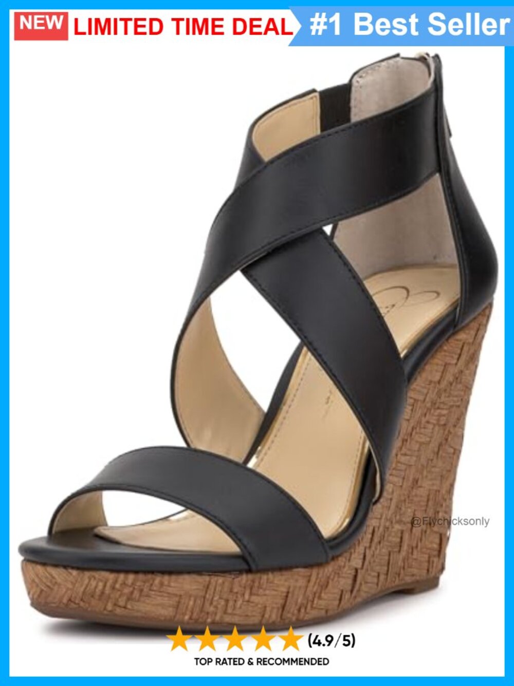 Jessica Simpson Jinxxi Wedge Sandal Faux Leather Memory Foam